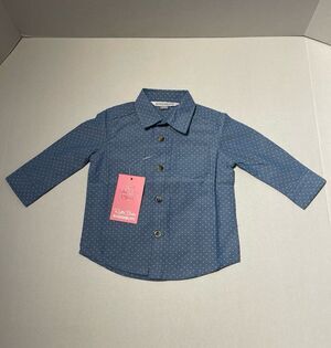 Ruffle Butts Ruggedbutts Chambray Dots Long Sleeve Shirt Size 6-12 Months New